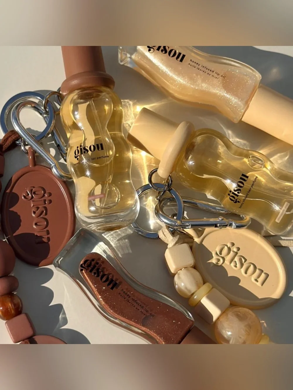 Gisou Coco-Cacao Beaded Lippie Chain Bag Charm Keychain